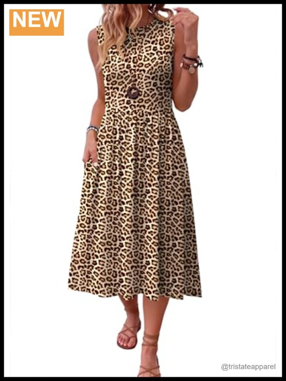 HOTOUCH Womens Sleeveless Tank Midi Dress with Pockets A-Line Flowy Beach